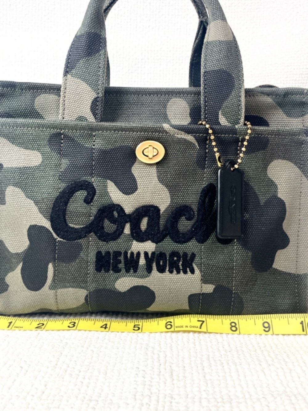 Coach Small Cargo Canvas Tote 26, Camo Green EUC With Tags - Picture 7 of 15